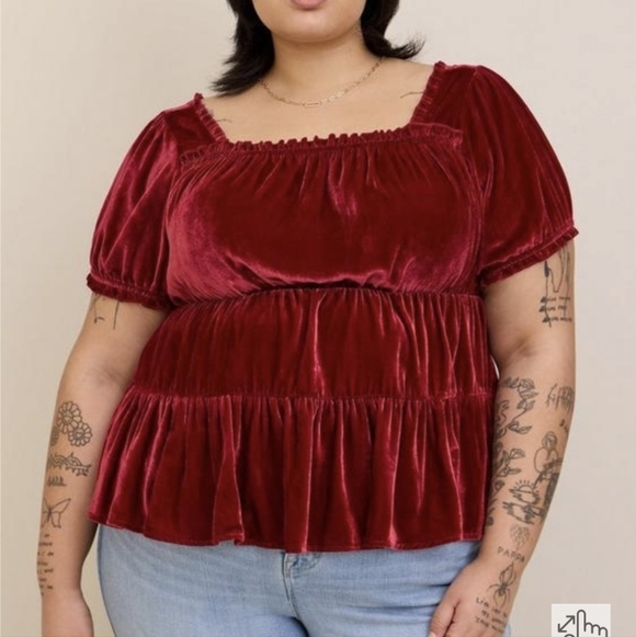 torrid Tops - Babydoll Velvet Tiered Top